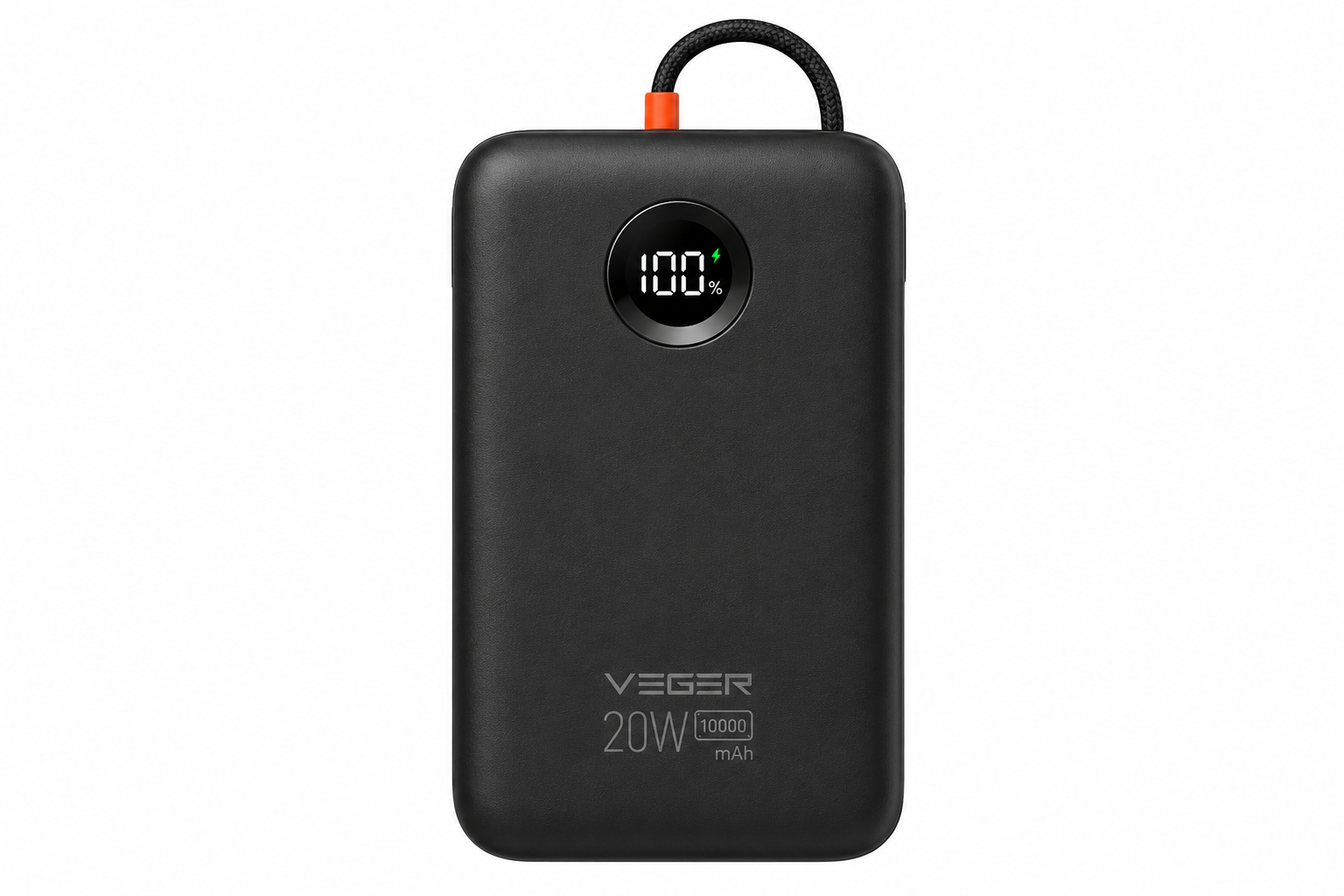 پاوربانک VEGER مدل VP-1215 ظرفیت 10000 میلی‌آمپرساعت با شارژ سریع PD 20W و کابل Type-C داخلی