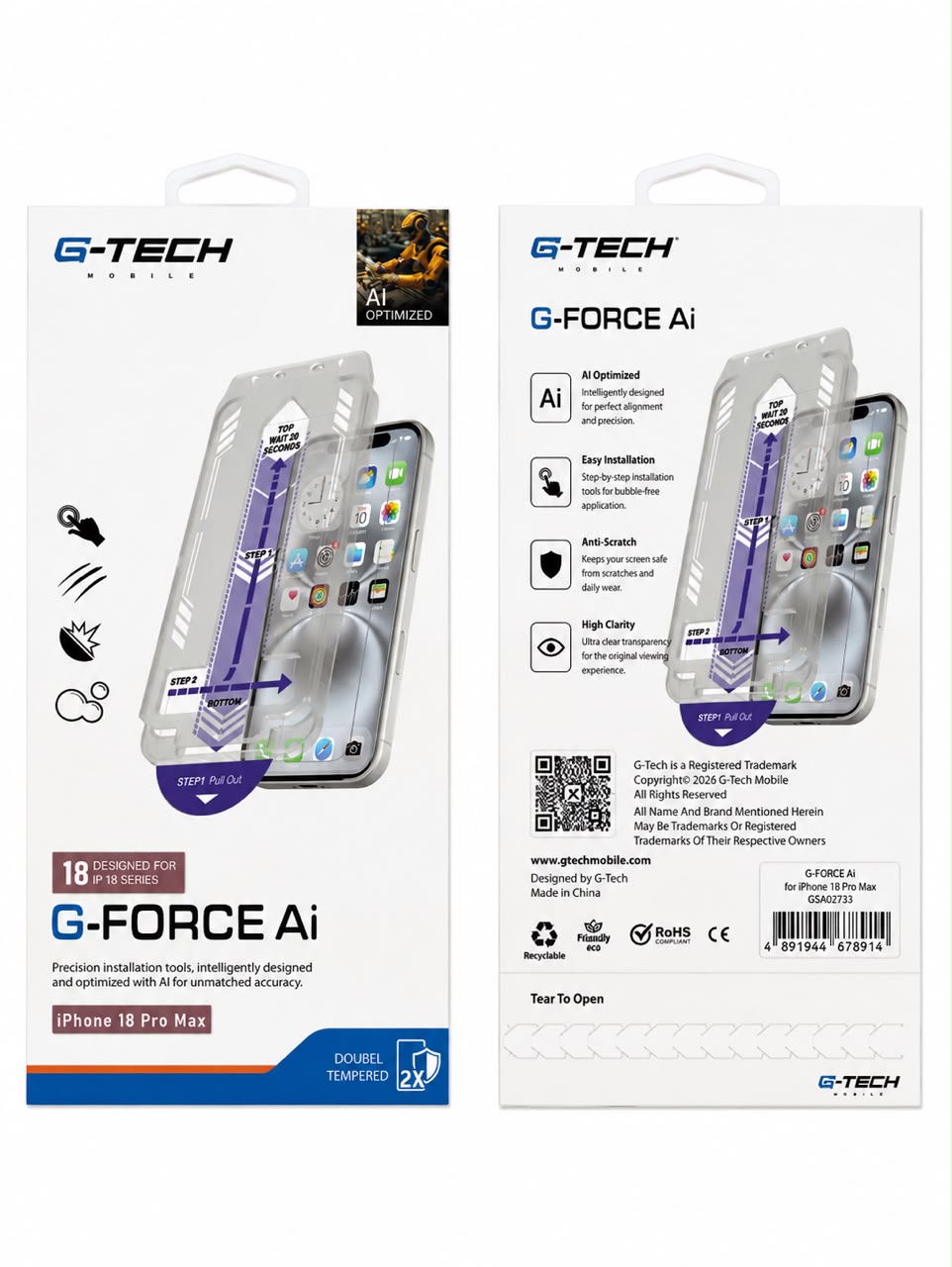 گلس آیفون 18 پرو مکس G-TECH G-FORCE Ai Glass