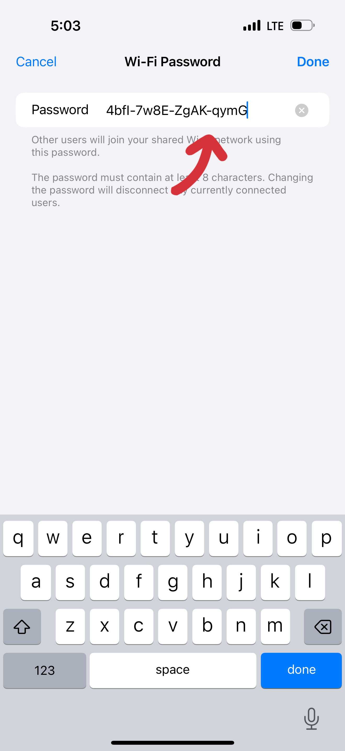 گام ششم؛ مشاهده و تغییر رمز Wi-Fi Password هات اسپات آیفون