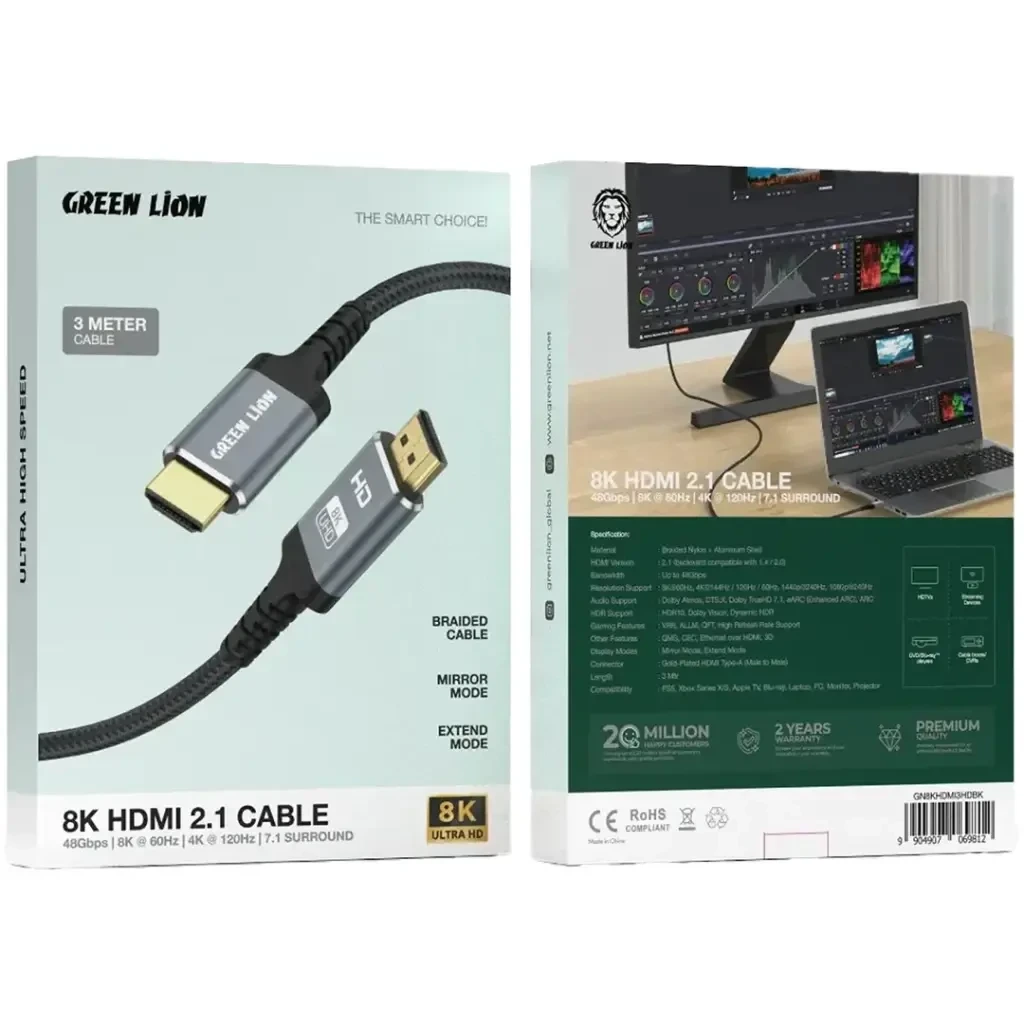 کابل HDMI گرین لاین مدل GN8KHDMI3HDBK طول 3 متر