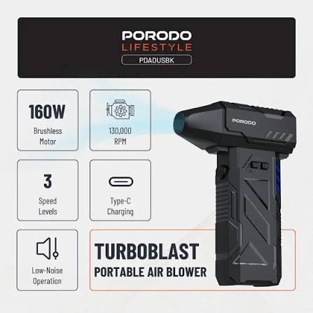 جت فن قدرتمند شارژی و قابل حمل پرودو porodo Lifestyle Turbo Blast مدل PDADUS