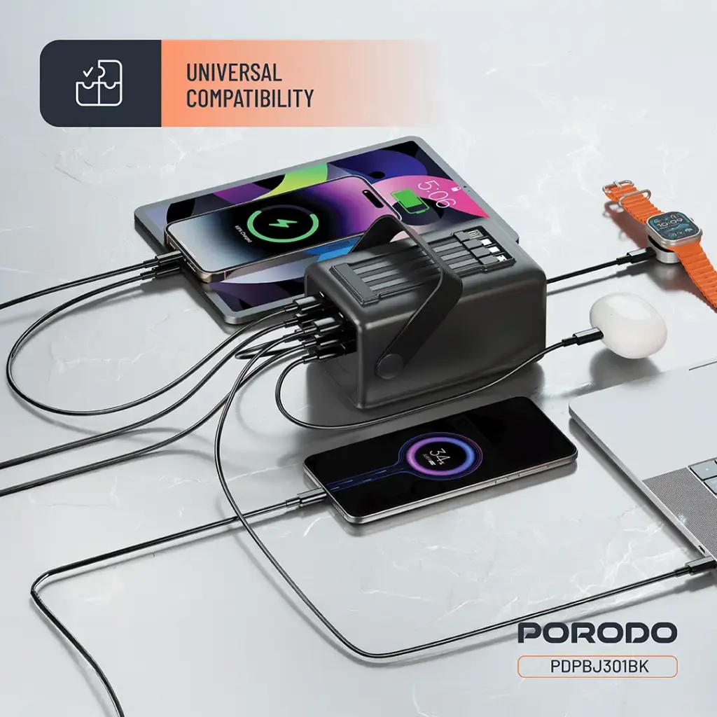 پاوربانک پرودو مدل لارا ظرفیت 80000 میلی‌آمپر ساعت PORODO LARA