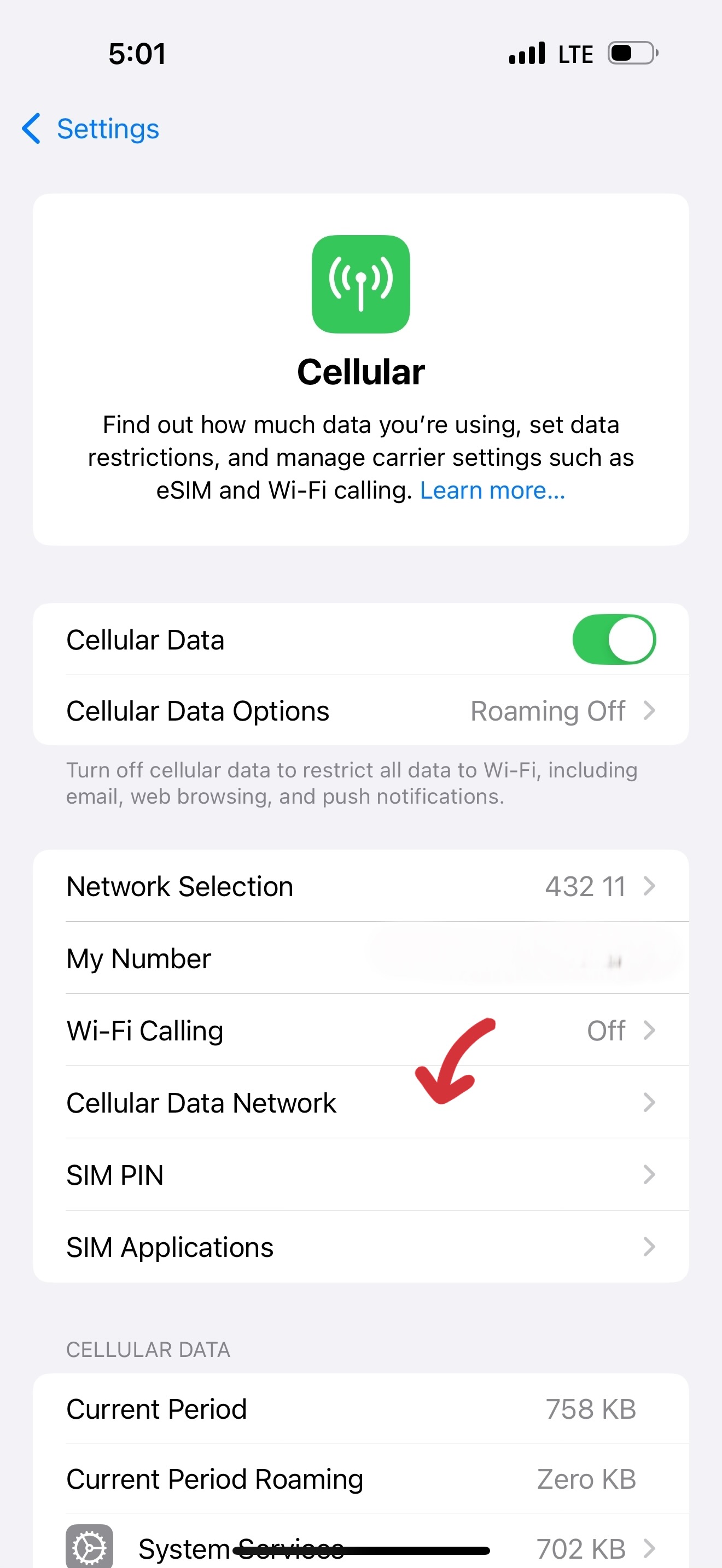 گام دوم؛ بررسی Cellular Data و ورود به Cellular Data Network