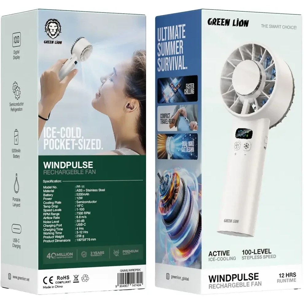 پنکه دستی گرین لاین مدل Green Lion Windix Pro Handheld Cooling Fan
