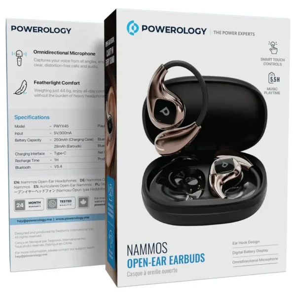 هدفون بی سیم پاورولوژی مدل Nammos Open-Ear Earbuds PWYX45MBK
