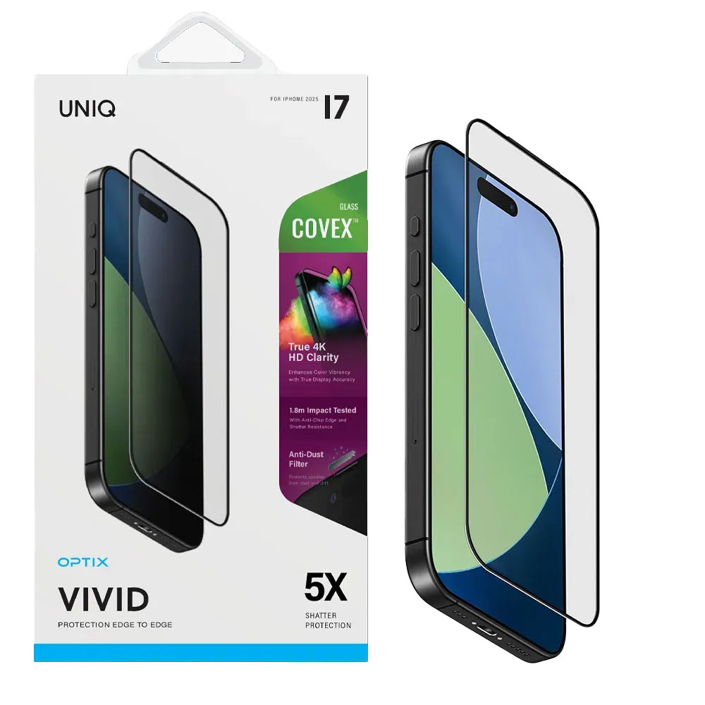گلس آیفون 17 پرو مکس برند یونیک مدل UNIQ Optix Vivid مناسب برای Apple iPhone 17 Pro Max