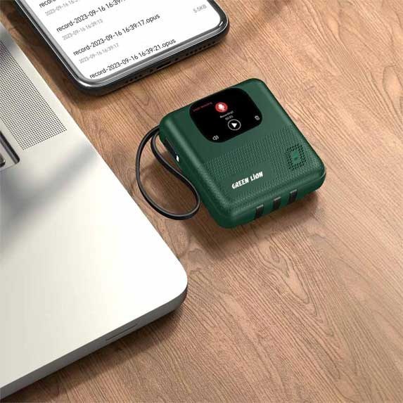 پاوربانک گرین لاین مدل Smart Touch Screen ظرفیت ۱۰ هزار میلی آمپر با اسپیکر بلوتوثی Green Lion