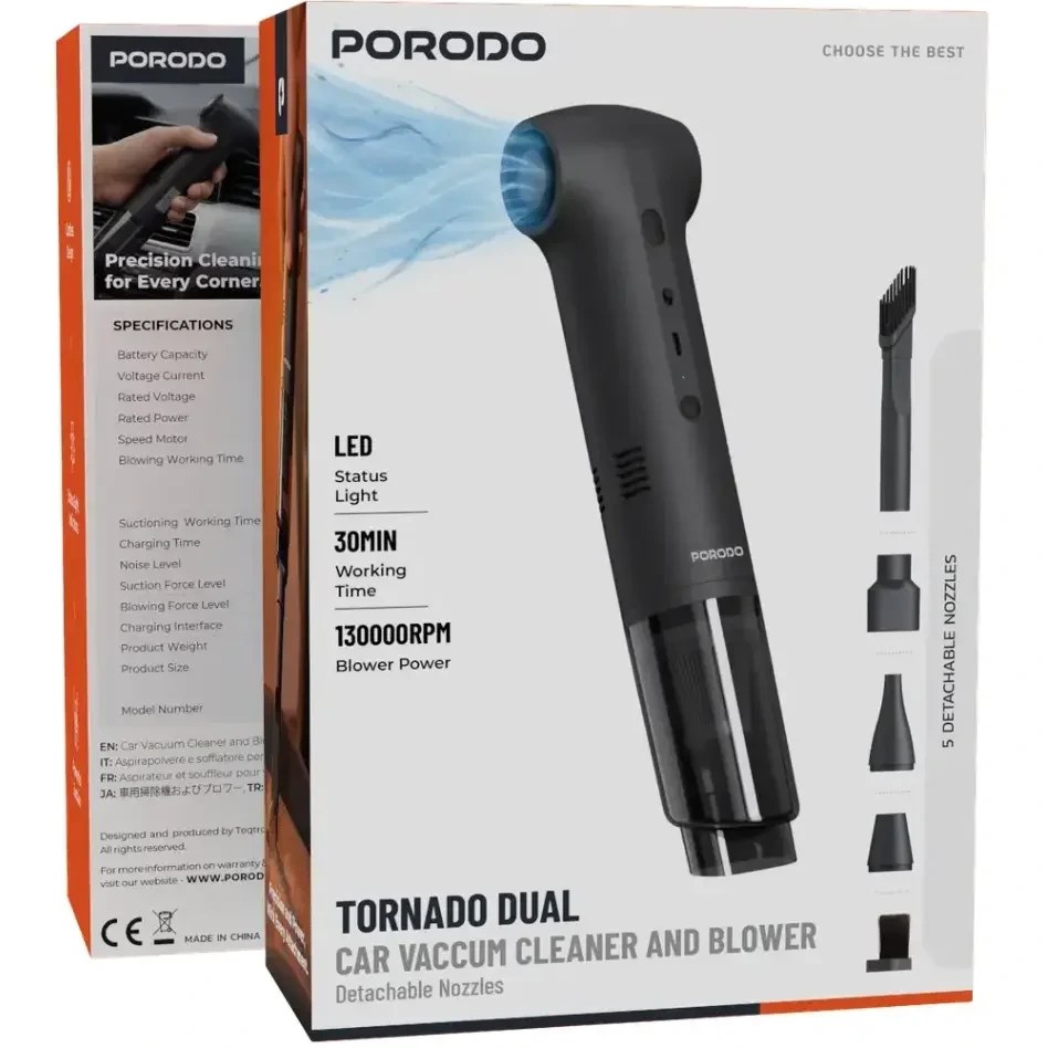 جارو شارژی پرودو مدل PDQ26BK جت فن دمنده و مکنده Porodo