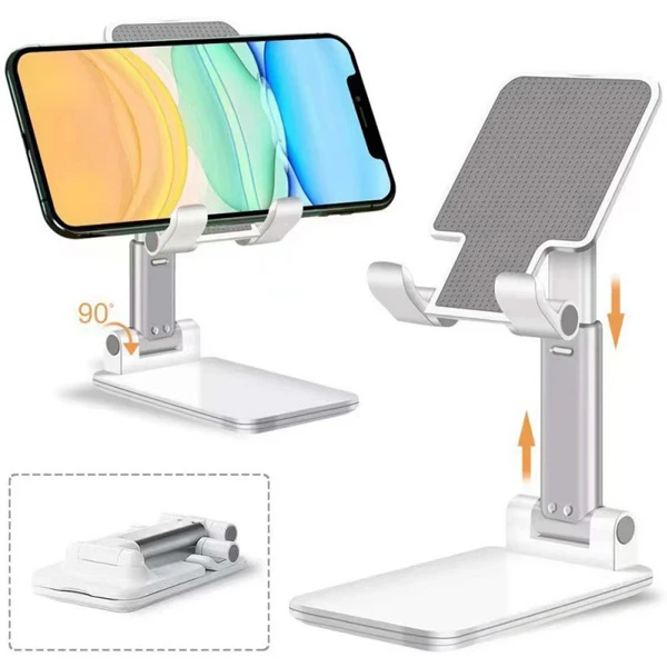 پایه نگهدارنده موبایل و تبلت با چرخش ۳۶۰ درجه پرودو Porodo Desktop Phone & Tablet Stand Adjustable Telescopic Rod - White مدل PDCCT19WH