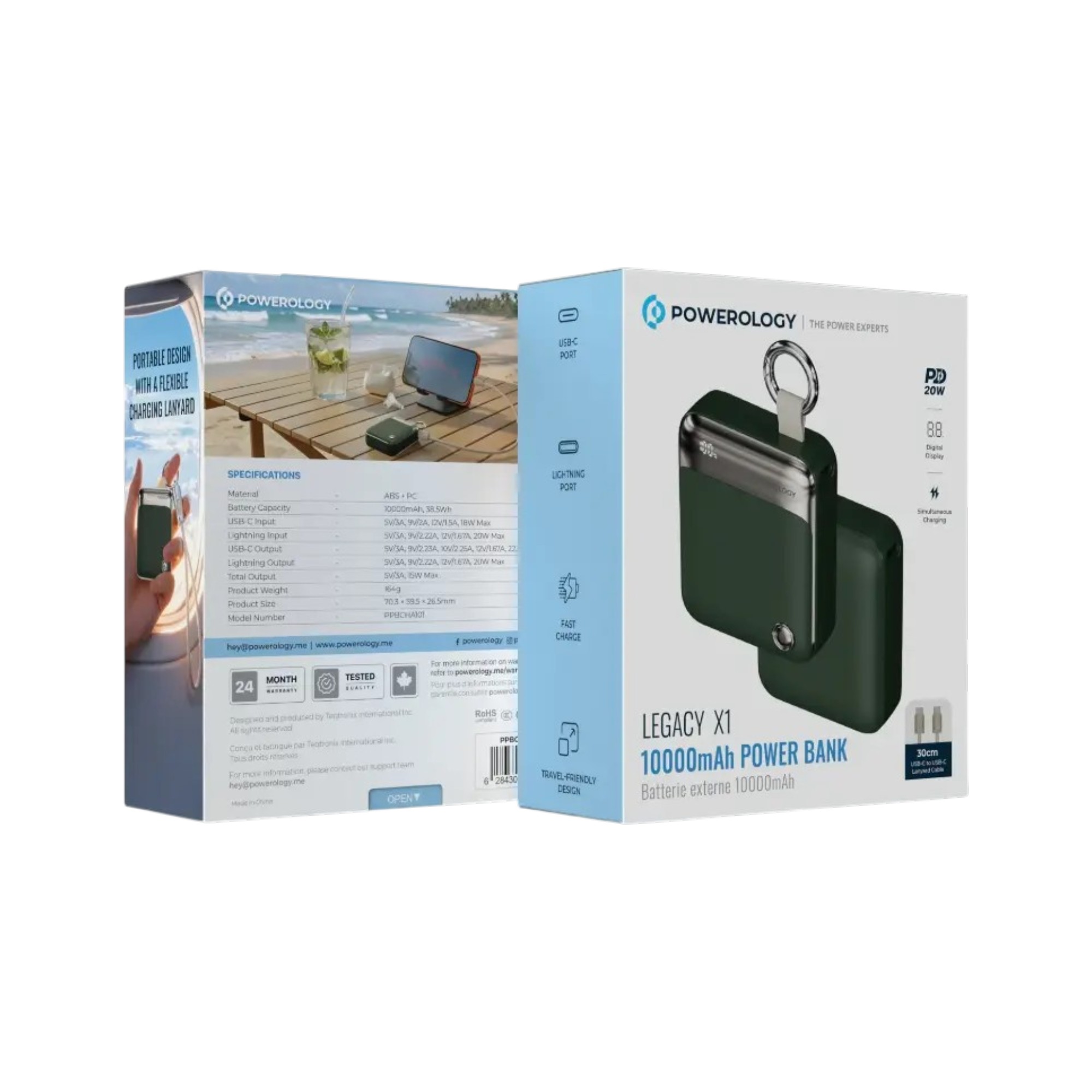 پاوربانک پاورولوژی مدل Legacy X1 ظرفیت ۱۰ هزار میلی‌آمپرساعت Powerology Power Bank 10K