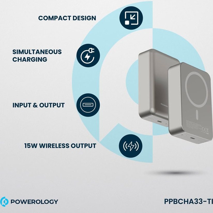پاوربانک وایرلس 20W پاورولوژی مدل Powerology PPBCHA33 ظرفیت 20000mA/h