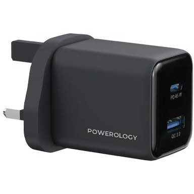 شارژر دیواری 2 پورت 45 وات پاورلوژی (Powerology Dual Port Gan Wall Charger Volt-X 45W)