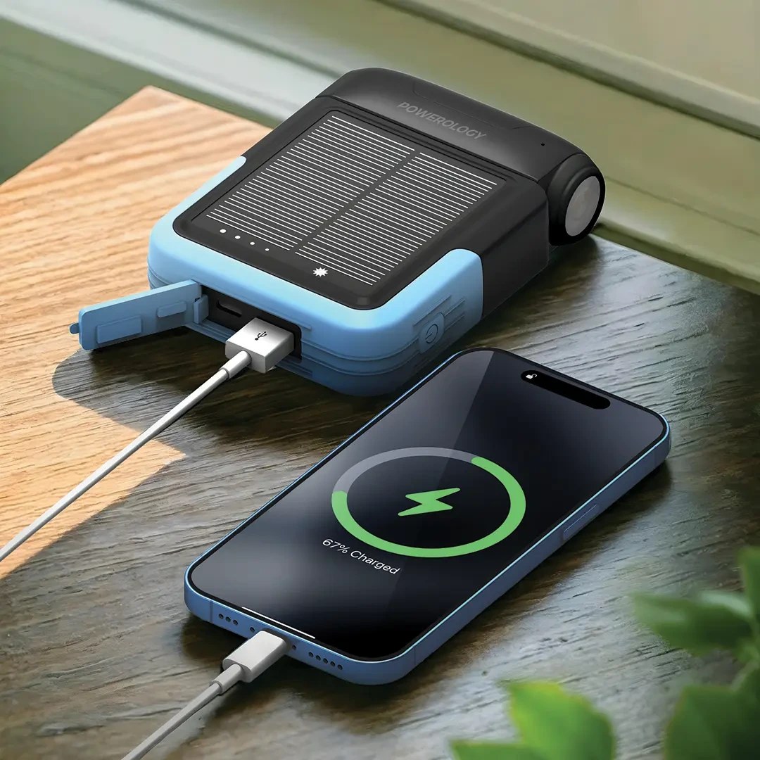 پاوربانک پاورولوژی Powerology Sante 10000mAh Solar Power Bank PPBDS05BK