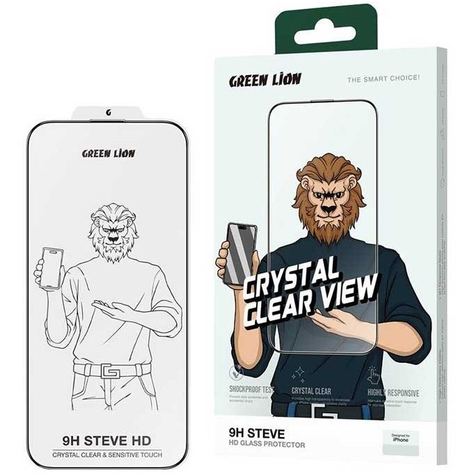 گلس مقاوم iPhone 14PRO گرین لاین استیو Green Lion 9H Steve Glass